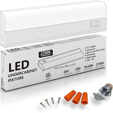 Hardwired LED Under Cabinet Lighting - Dimmable CRI90 2700K (Warm White) Wid