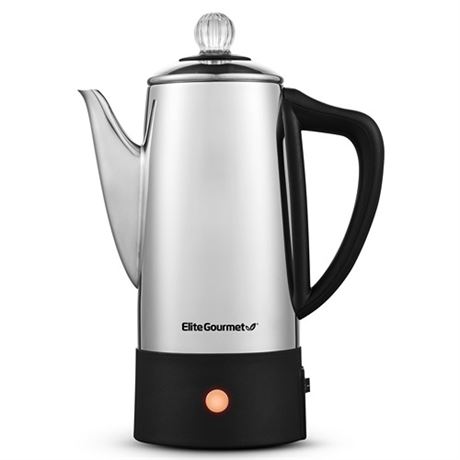 Elite Gourmet EC140 Electric 6-Cup Coffee Percolator with Keep Warm Clear Brew