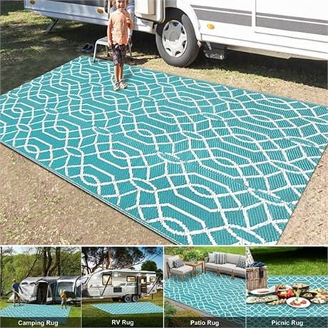 Findosom 9 X12  RV Outdoor Rug Large Outdoor Rug Patios Rug Camping Rugs Revers
