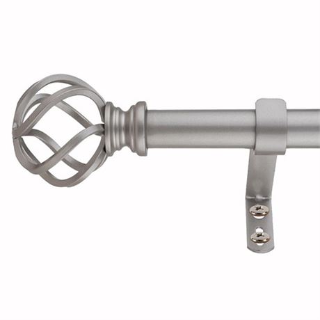 Decopolitan Cage 18 in. - 36 in. Adjustable Curtain Rod 1 in. in Antique Silver