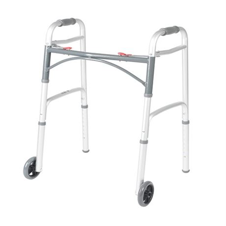 Drive Medical Deluxe Two Button Folding Walker with 5 Wheels 17-12L X 24W