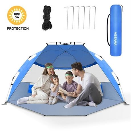 VAVSEA Beach Tent  2-4 Person Pop-up Beach Tent Sun Shelter  UPF 50 UV Protect