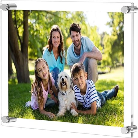NIUBEE 11x14 Clear Acrylic Wall Mount Floating Frameless Picture Frame for