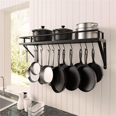 KES 30-Inch Kitchen Pan Pot Rack Wall Mounted Hanging Storage Organizer Wall Sh