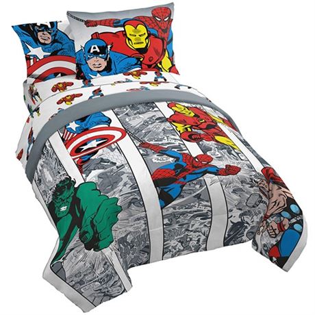 Jay Franco Marvel Avengers Comic Cool 7 Piece Full Bed Set - Includes Comforter