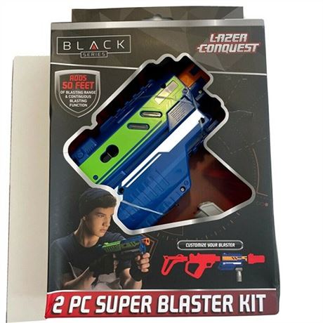 New Black Series Lazer Conquest 2 Piece Super Blaster Kit Blue & Green