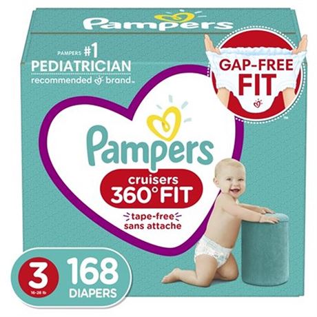 Pampers Cruisers 360 Diapers Size 3  168 Count (Select for More Options)