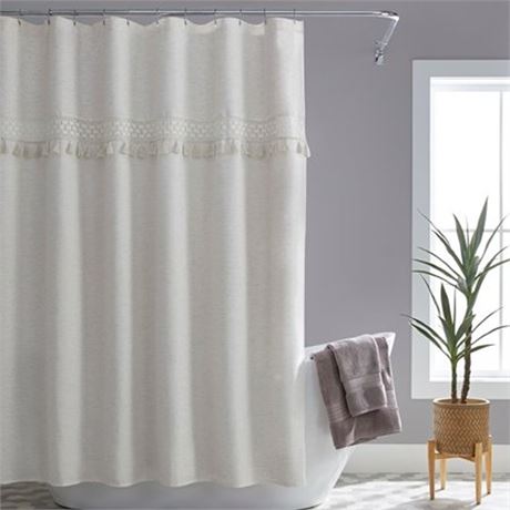 Better Homes and Gardens Crochet Shower Curtain Beige  Polyester
