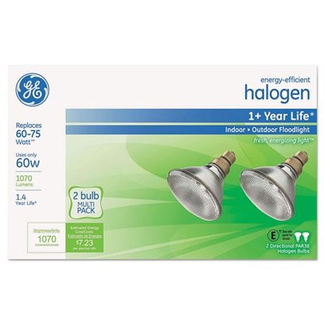 Ge 66280 Energy-Efficient Halogen 60 Watt Par38 Floodlight 2Pack