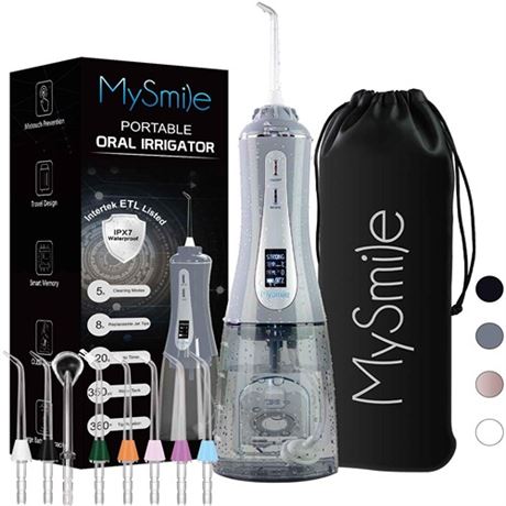 MySmile Powerful Cordless 350ML Water Dental Flosser Portable OLED Display Oral