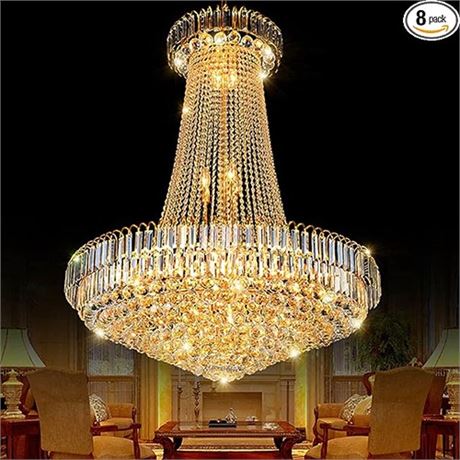 Luxury Crystal Chandelier 24 Inch Empire Style Gold Chandelier -STYLE VARY