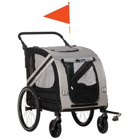 Aosom 2-in-1 Pet Bike Trailer for Small Dogs Road-Visibility Bicycle Stroller