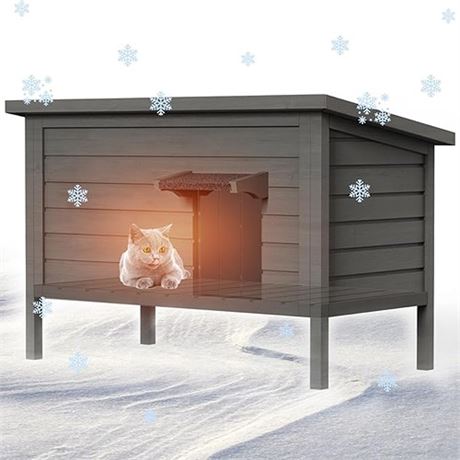 Grehitk Outdoor Cat House for Winter Feral Cat House Waterproof All-Round Foam I
