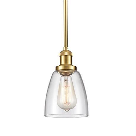 CLAXY Gold Pendant Light Mini Glass Kitchen Hanging Pendant Lighting Rod-Hung L