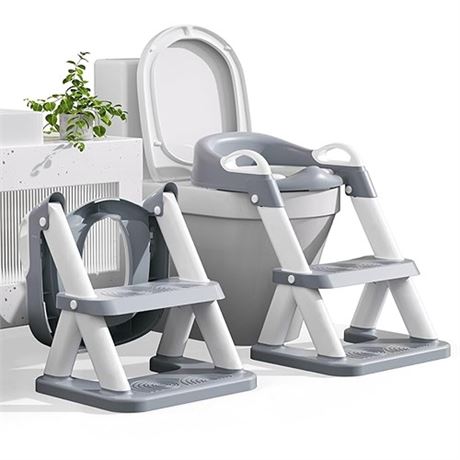 AKIMRABY Potty Training Seat with Step Stool Ladder Upgraded Stability Toilet S