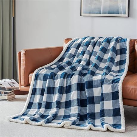 Plaid Sherpa Blanket Soft Fluffy Microfiber 60x70