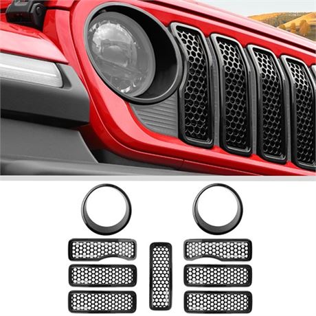 JWWY Headlight Front Grille Mesh Inserts Grille Embellishment Headlamp Grille A