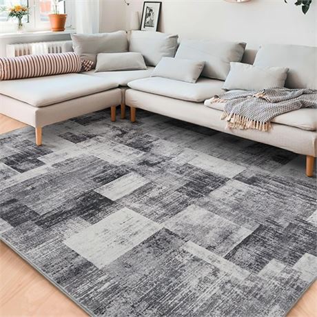 Area Rug Living Room Rugs 5x7 Indoor Soft Modern Abstract Low Pile Carpet for