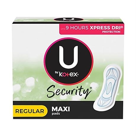 U by Kotex Security Regular Maxi Pad Unscented 48Pack ( 4 PK)