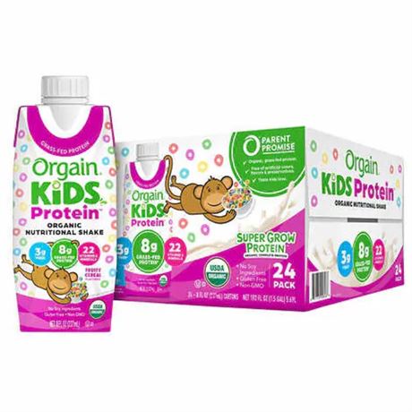 Orgain Organic Kids Nutritional Protein Shake, Fruity Cereal, 8 fl oz - 24 Pack
