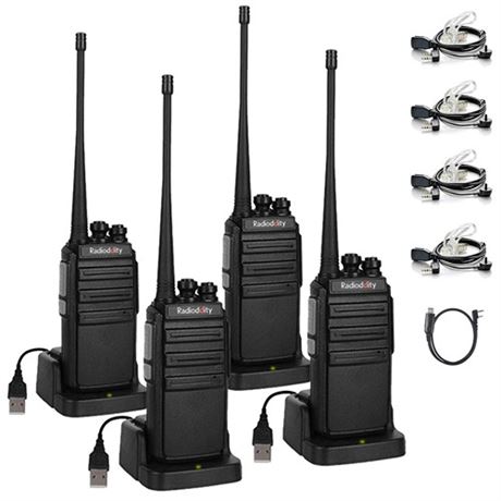 4 Pack Radioddity GA-2S Long Range Walkie Talkies for Adults UHF Two Way Radio