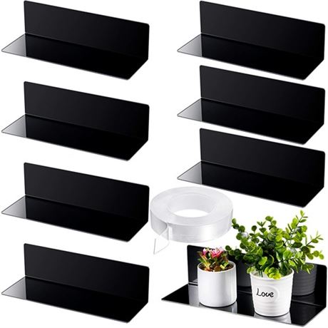 Jetec 8 Pieces Acrylic Floating Shelves 12 Inch Acrylic Wall Mounted Hanging Sh