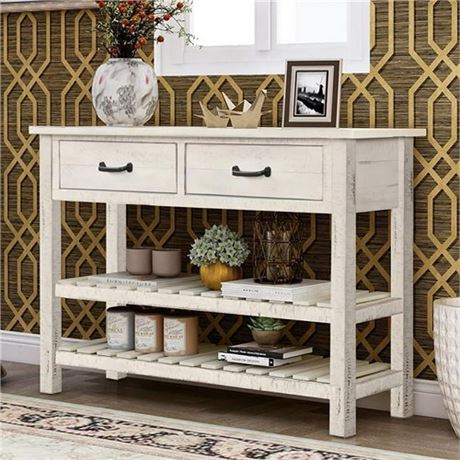 Retro Console Table for Entryway with Drawers