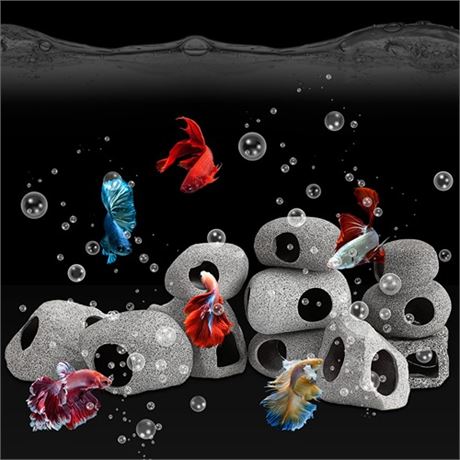 Lyrow 10 Pieces Aquarium Hideaway Rock Cave Stacka
