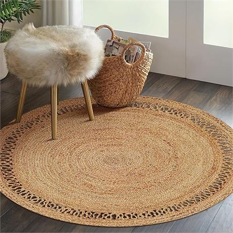 Round Jute Rugs6 Ft Jute RugsArea Rugs JuteBraided Rugs Hand WovenRustic Vin