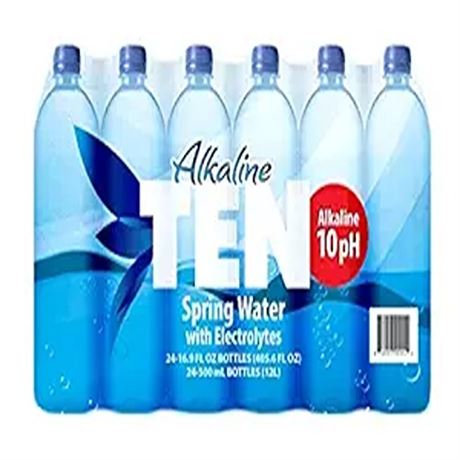TEN Alkaline Spring Water pH 10 High in Electrolytes 16.9 Fl Oz (Pack o