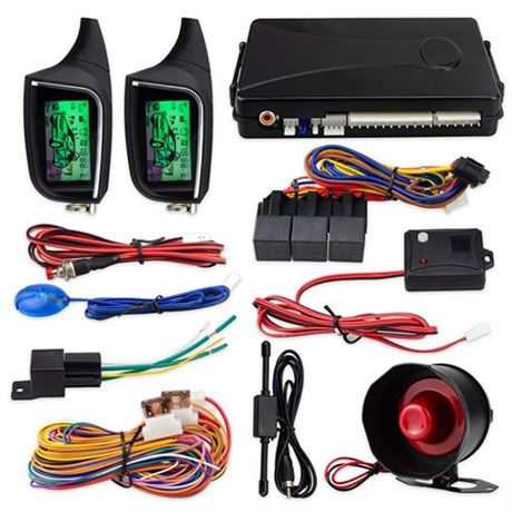 EASYGUARD EC205 2 Way Car Alarm System with LCD Pager Display keyless Entry Rem