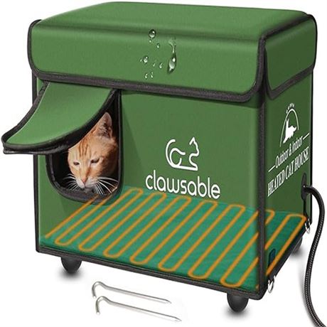 Heated Cat House for Outdoor Cat in Winter  Weatherproof Heated Cat Shelter