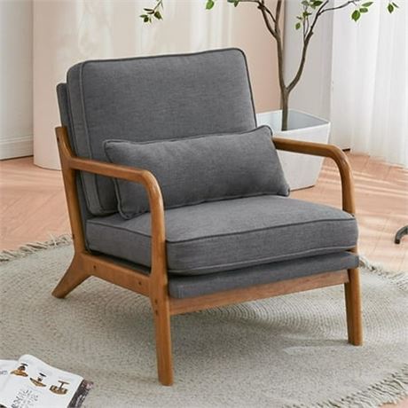 UBesGoo Modern Arm Chair Linen Fabric Upholstered Comfy Reading Accent Chair