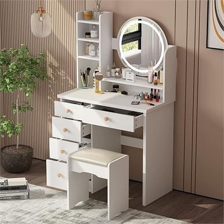 AGOTENI Makeup Vanity Set Dresser Desk with 5 Drawer