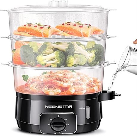 13.7QT Electric Food Steamer for Cooking 3 Tiers Vegetable Steamer 800W Fast S