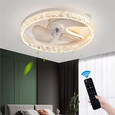 19.7 Low Profile Ceiling Fans with Lights 3 Colors LED Ceiling Fans with Ligh