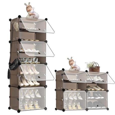 Shoes Organizer Cabinet Shoe Rack Storage with Door 16 Pairs Free Standing Sh