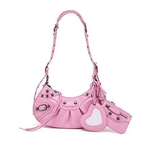 Shoulder Bags for Women Y2K Retro Faux Leather Classic Clutch Pink