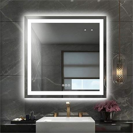 Amorho LED Bathroom Mirror Front and Backlight Stepless Dimmable Wall Mirrors