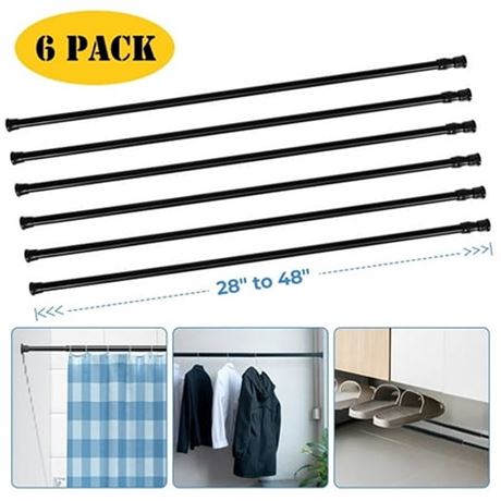 6 Pcs Spring Tension Curtain Rod  28 -48  Adjustable for Bathroom Wardrobe Clos