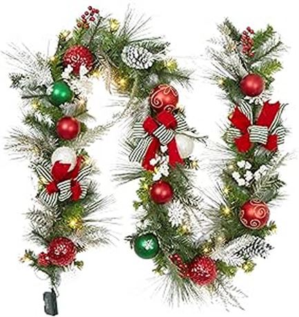 Adeeing 9ft Pre-lit Christmas Garland with 40 Lights for Front Door Christmas F