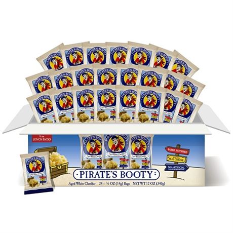 Pirate S Booty Baked Puffs  Aged White Cheddar  0.5 Oz  24 Count