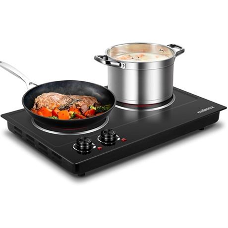 CUSIMAX Double Burner 1800W Electric Hot Plate Ceramic Infrared Cooktop with