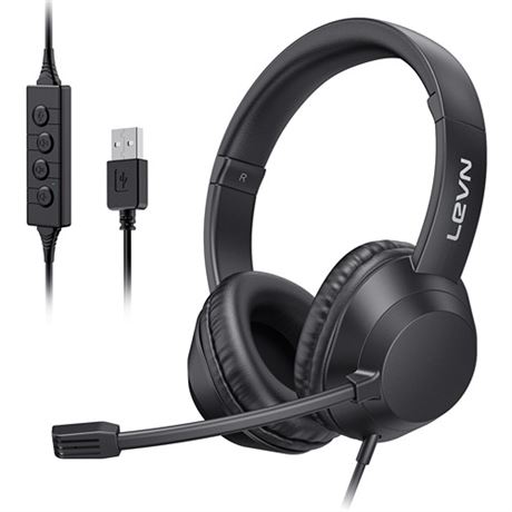 LEVN Headset with Mic USB Headset with Microphone Computer Headset with Noise C