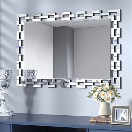 JACUKO Wall Mirror Decorative - 27.5 * 39.3 Inches Large Rectangular Decorative