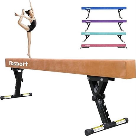 FBSPORT 8ft Adjustable Balance Beam High and Low Floor Beam Gymnastics Equipmen