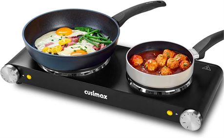 CUSIMAX Double Hot Plates Electric Burner, 1800W Countertop Cooktop
