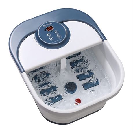 Tenswa Collapsible Foot Spa Bath Massager with Heat Bubbles Pedicure Foot Spa w