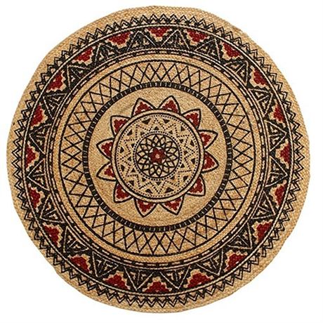 Braided Round Jute Rug 5ft - Natural Jute Area Rug - Farmhouse Jute Round Rug -