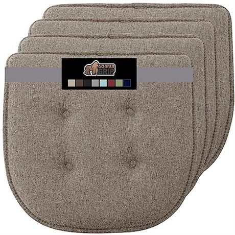 Gorilla Grip Tufted Memory Foam Chair Cushions Set of 4 Comfortable Pads